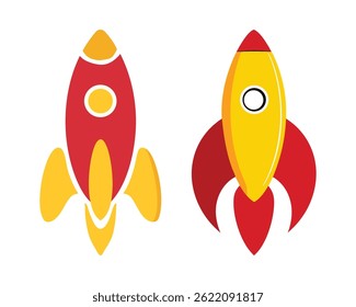 Red and Yellow Rocket Icons: Startup Launch Graphics