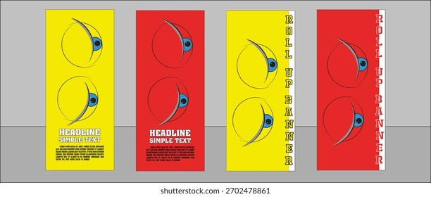 Rojo y amarillo enrollan el Anuncio con dos ojos intensos, del estilo de la historieta