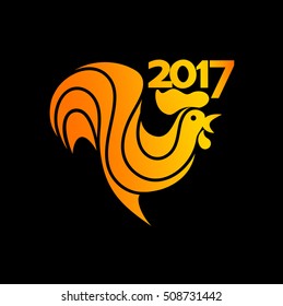 Red yellow rooster symbol of new year 2017 in Chinese calendar. Abstract illustration of rooster, vector design element for new year 2017 greeting cards, posters, flyers. Rooster icon. Rooster logo.