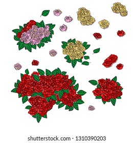 Red and yellow rose floral gift patterns