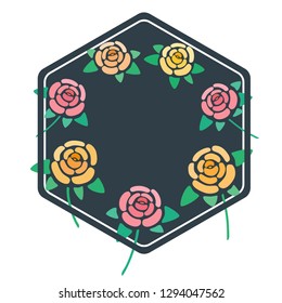 Red and yellow roses frame, place for text from rose blossoms, flowers bounding box, nice floral border, vector illustration