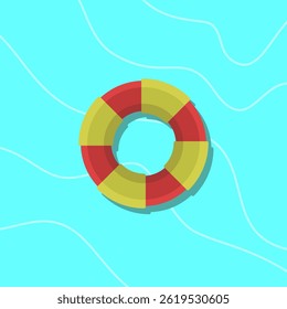 Red and yellow round beach buoy, fun summer, water play, vector design