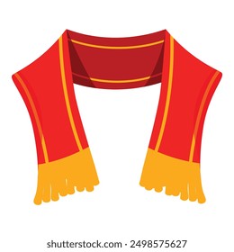 Red and yellow scarf with fringes representing team colors, perfect for showcasing team pride and sports excitement