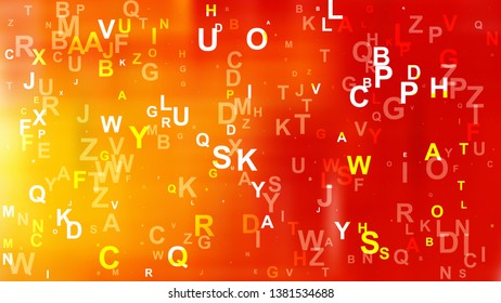 Red and Yellow Scattered Alphabet Letters Background Illustration