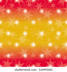 Red and yellow seamless background for holiday design with stars. Eps10, contains transparencies. Vector