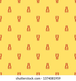 Red and yellow seamless pattern Beer icon. Beer glass symbol for your web site design
