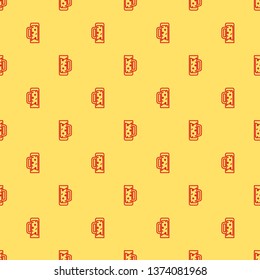 Red and yellow seamless pattern Beer icon. Beer glass symbol for your web site design