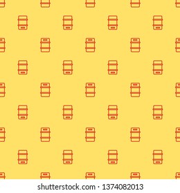 Red and yellow seamless pattern Beer vector keg icon. Bar concept
