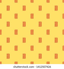 Red and yellow seamless pattern Brush and hair symbol. Hairbrush collection