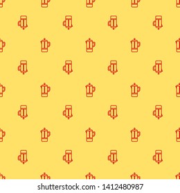 Red and yellow seamless pattern Coffee maker, espresso machine, moka express, mocha coffee, moka pot