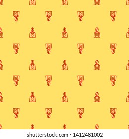 Red and yellow seamless pattern Coffee barista icon. Coffee time