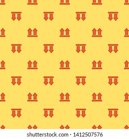 Red and yellow seamless pattern Delivered mark icon. Trendy Delivered logo