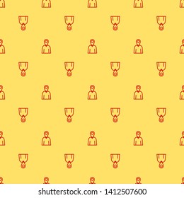 Red and yellow seamless pattern Deliveryman, service, box, worker, deliver concept