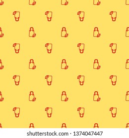 Red and yellow seamless pattern Eco Fabric Cloth Bag Icon. Care about the Environment.
