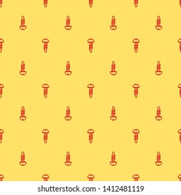 Red and yellow seamless pattern Filled screw super icon. Screw symbol.