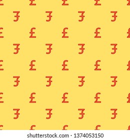 Red and yellow seamless pattern Gold Currency symbols icon : Great Britain pound sterling GBP