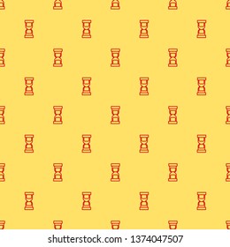 Red and yellow seamless pattern Hourglass antique instrument. Hourglass as time passing concept