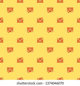 Red and yellow seamless pattern House Vector Icon Vector. Home symbol