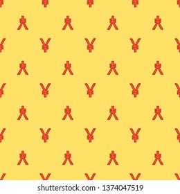 Red and yellow seamless pattern Japanese Yen or Chinese Yuan currency symbol