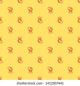 Red and yellow seamless pattern Makeup powder icon, cosmetic concept for your design.
