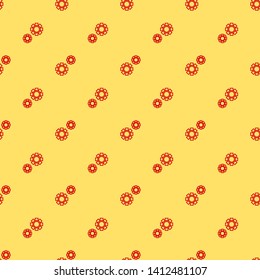 Red and yellow seamless pattern Mechanism Icon. Gear symbol