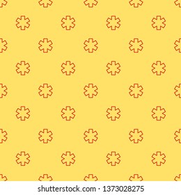 Red and yellow seamless pattern Medical symbol of the Emergency - Star of Life