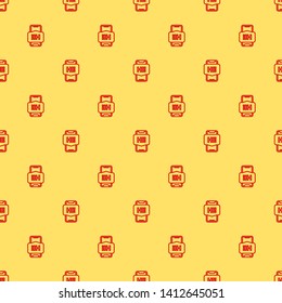 Red and yellow seamless pattern Message "Hi"on smartphone