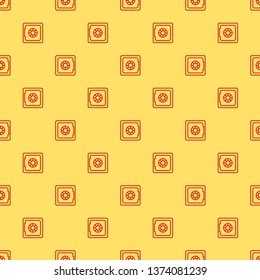 Red and yellow seamless pattern Money safe vector icon. Security concept