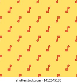 Red and yellow seamless pattern Music icon vector. Melody, song, note, sound, audio sign