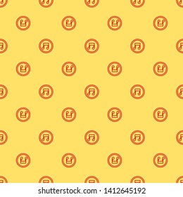 Red and yellow seamless pattern Music icon vector. Melody, song, note, sound, audio sign