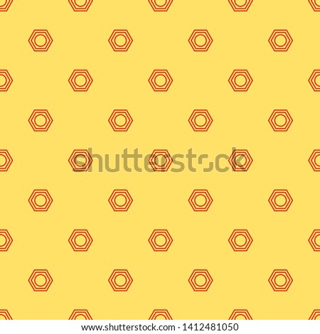 Red and yellow seamless pattern Nut super icon. Screw symbol.