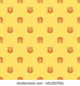 Red and yellow seamless pattern Parcel storage icon.