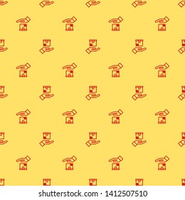 Red and yellow seamless pattern Parcel storage icon.