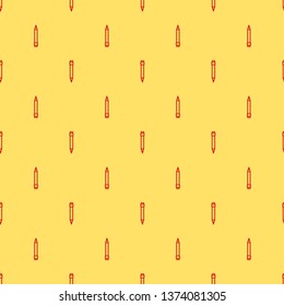 Red and yellow seamless pattern Pencil vector icon. Education symbol