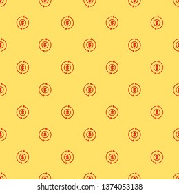 Red and yellow seamless pattern Receiving Money Icon. Exchange dollar