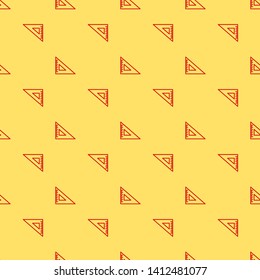 Red and yellow seamless pattern Ruler icon. Triangle ruler simple illustration.