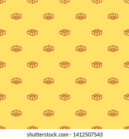 Red and yellow seamless pattern Shipping box icon. Logistics delivery sign. Parcels tracking symbol.