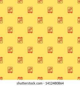 Red and yellow seamless pattern Signboard coffee. Ancient street coffee house