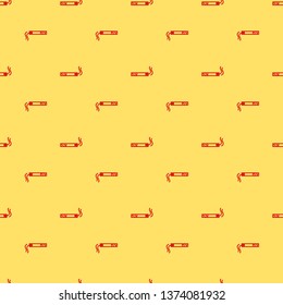 Red and yellow seamless pattern Smoking cigarette icon. Unhealthy, nicotine, smell, tobacco