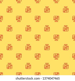 Red and yellow seamless pattern Solar panel icon vector. Alternative energy