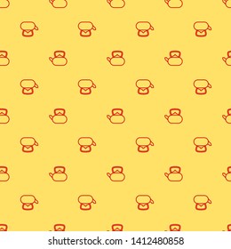 Red and yellow seamless pattern Teapot icon. Drinks sign symbol