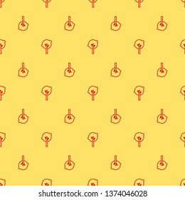 Red and yellow seamless pattern Tree vector icon. Forest symbol.