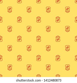 Red and yellow seamless pattern Vector coffee beans icon