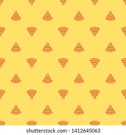 Red and yellow seamless pattern wi-fi signal sign, modem internet icon