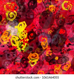 red and yellow seamless texture with spirals. Abstract vector background for web page, banners backdrop, fabric, home decor, wrapping