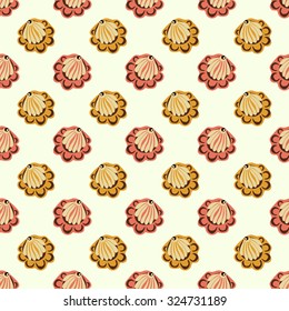 Red and yellow seashells, or flowers seamless pattern vector background