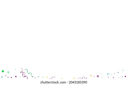 Red and Yellow Serpentine Party Vector White Background. Paper Spiral Invitation. Particles Anniversary Illustration. Multi colored Decoration Branch.