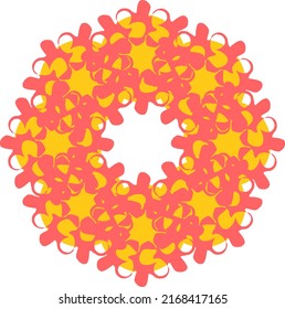 Red and yellow shape vector illustration isolated on white background.