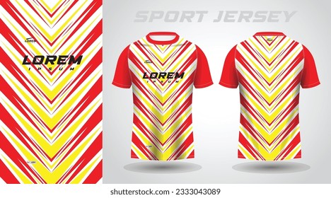 red yellow shirt soccer football sport jersey template design mockup