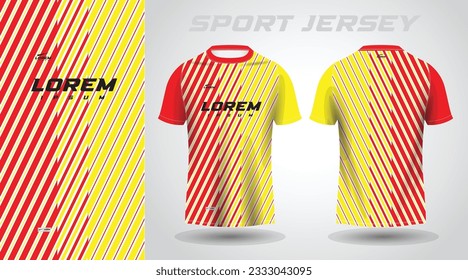 red yellow shirt soccer football sport jersey template design mockup